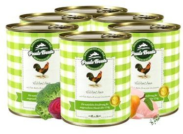 Pauls Beute Hochwertiges Hundefutter Nass | Single-Protein Hühnchen 61% | 6 x 800g | Mit Rote Beete & Birne | Getreidefreies Nassfutter für ausgewachsene Hunde | Ohne Zusatzstoffe | Leicht verdaulich