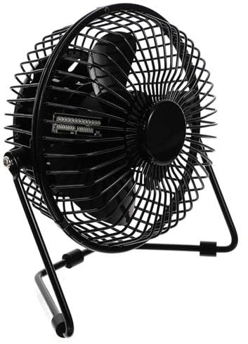 DECORNIJIA Mini Ventilador Usb De Escritorio Pantalla Led De Reloj y Temperatura Para Oficina y Hogar, Ventilador Metálico Portátil Silencioso Ajustable Negro