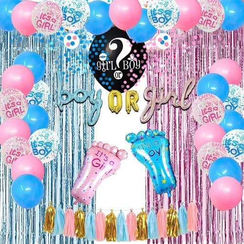 Gender Reveal Party Decorazione, Set di Decorazioni per Baby Shower, Palloncini Gender Reveal, Decorazioni a Sorpresa per Boy or Girl, Accessori per la Festa di Rivelazione del Sesso dei Bambini