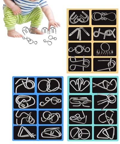 24 Teile Knobelspiele Metall, Metalldraht Puzzle, Metallpuzzle Metallknobellei Set Denkaufgabe Test Lernspielzeug Party Mitgebsel Kindergeburtstag Für Familien Kinder