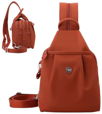 Wuvfojca Anti-stöld dagsryggsäck 30 x 21 x 14 cm oxfordtyg utbytbar ryggsäck axelväska bröstväska med fack lätt dagryggsäck för resor vardag utomhus sport, apelsin, Siehe Beschreibung