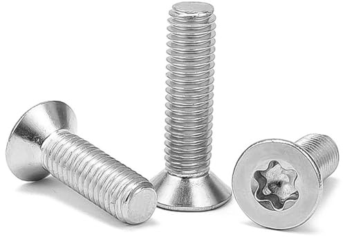 KINDOYO M3 x (6-16mm) Tornillos Avellanados Torx - Tornillos de Máquina de Cabeza Plana de Acero Inoxidable A2 V2A Plateado para Máquinas y Muebles 50 Piezas