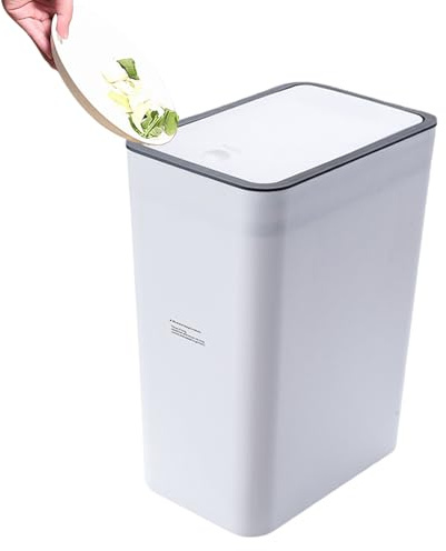 Genérico Basura De Baño Cubierta - Basura Estrecha Con Tapa Gran Capacidad | Diseño De Prensa Conveniente | Papelera De Baño Para Cocina, Salón Y Espacios Estrechos