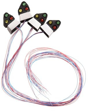 Homeponnew Lot de 4 feux de signalisation nains en métal et plastique avec 3 lumières LED indépendantes (rouge/jaune/vert) pour décoration de jardin et pelouse, 2 cm