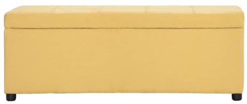 GFEROMRF Gelbe Polsterbank mit Staufach 116 cm aus Polyester, weiche Sitzbank für Wohnzimmer, Flur oder Lounge