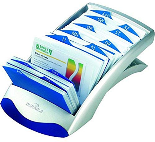Durable Visifix Desk Business Card File Indexed Capacity 200 Silver Ref 2413/23