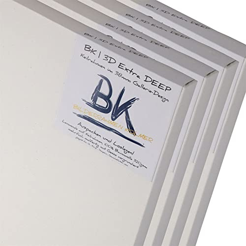 4X BK Extra Hohe Keilrahmen 50x50 Cm Mit Leinwänden - Quadratische Malfertige Bespannte Rahmen Zum Malen