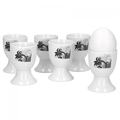 Van Well Black Flower – Plusieurs ensembles au choix Lot de 6 coquetiers.