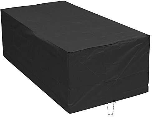 Woodside Black 6-8 Seater Rectangular Waterproof Outdoor Garden Patio Furniture Set Cover Heavy Duty 600D Material 0.8m x 2.45m x 1.2m / 2.6ft x 8ft x 3.9ft 5 YEAR GUARANTEE