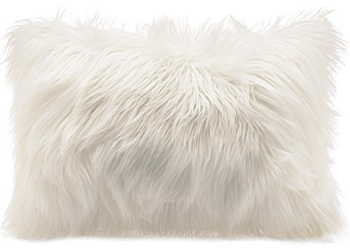 CelinaTex Cuddly Dekokissen 40 x 60 cm weiß Langhaar Zierkissen dekoratives Fellimitat Nicki Sofakissen Kunstfell Kissen