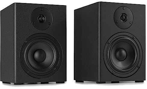 Vonyx SM50 Studio Monitor Speaker Set • Altoparlante a 2 vie • Potenza: 140 Watt max. (2 x 70 Watt) • Subwoofer da 5,25 pollici • Tweeter da 1 • Alloggiamento in MDF • Controllo bassi e alti • Design