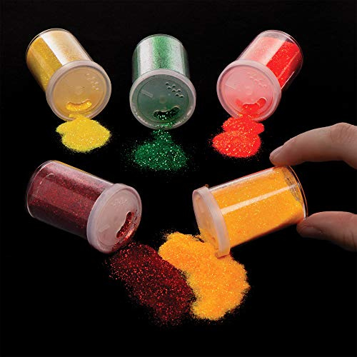 Baker Ross AW835 Glitzer Streuer Herbst - 5er Pack, Bastel Glitter Pulver zum Basteln, Bastelbedarf für Kinder, Kunstzubehör für Kinder