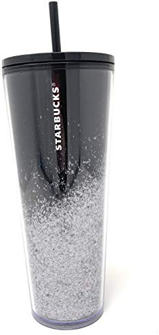 Starbucks 2019, Miroir à Paillettes Noir Froid pour la Saison des Vacances (600 ML)