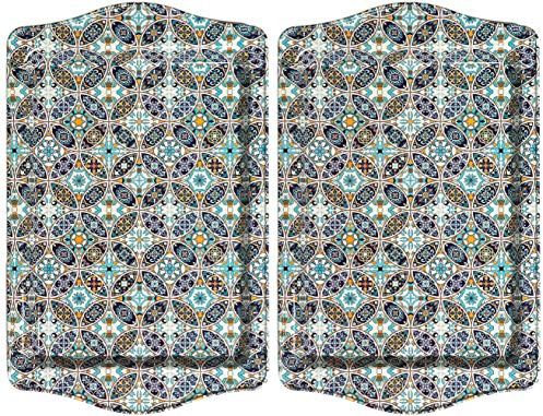 BOHORIA® Premium Design Serviertablett - Dekorative Servierplatten für Glas, Tassen, Schälchen auf ihrem Holz-, Glas- oder Stein-Esstisch (Mosaique 2er Set)