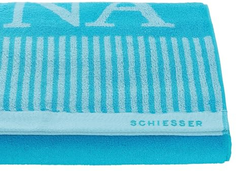 Schiesser Saunatuch | 100% Baumwolle | Zweifarbig | 75x200 cm | weich & saugstark | Rückseite in Kontrastoptik | Logostickerei am Saum | OEKO-TEX® MADE IN GREEN