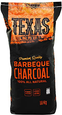 TEXAS CLUB Lumpwood Charcoal, Restaurant Grade Charcoal, 10 kg I Charcoal BBQ Made of Oak Beech and Hornbeam Wood I Long Burning Time I Barbecue Charcoal, BBQ Coal