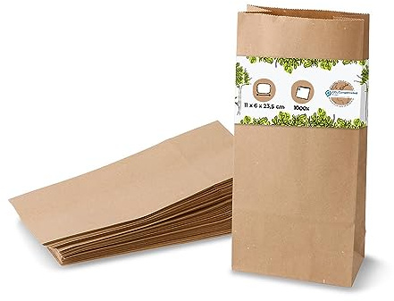 BIOZOYG Kraftpapier Tüten I Braune Papiertüten Geschenktüten Bio I Papier Tüte mit Boden recyclebar I Blockbodenbeutel ungebleicht I Bodenbeutel biologisch abbaubar I Größe M