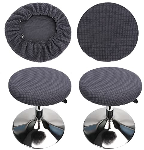 HuaLiSiJi Hockerbezug Rund 30-40cm Bezug Hocker Rund Elastischer Hocker Rundbezug, Waschbar Pflegeleicht Weich und Langlebig,für Runde Oder Quadratische Hocke (2 StückGrau)