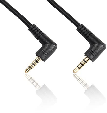 SinLoon 90 Grad 3,5 mm 4-poliges Stereo-Audiokabel, 2 Stück, rechtwinkliger Stecker auf Stecker, Kopfhörerkabel für Tablet, Heimkino, Lautsprecher usw. (22,9 cm)