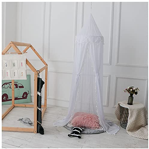 MISSMAO Baby Baldachin Betthimmel, Babyspiel-Lesezelt, Schlafzimmer Dekoration Kinder Babybett Bettvorhang Rund Princess Insektennetz Moskitonetz Himmelbett Vorhänge,Weiß,(Höhe: 240cm)