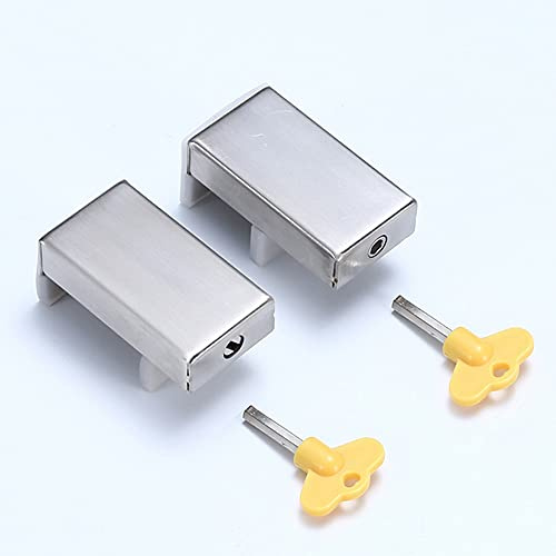 Spotact 2 Pcs Sliding Window Wedge Limiter Lock with Key, Security Adjustable Aluminum Alloy Sliding Door Frame Restrictor, Anti-Theft Protection for Child Safety for Home Office Dormitory School