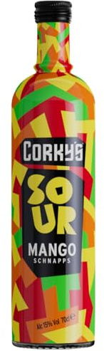 Corky's Sour Mango Schnapps 70cl | Shots | 15% ABV | Sour Mango Liqueur | Vodka Schnapps | Party Shots, Cocktail Ingredient, Pre Drinks, Alcohol