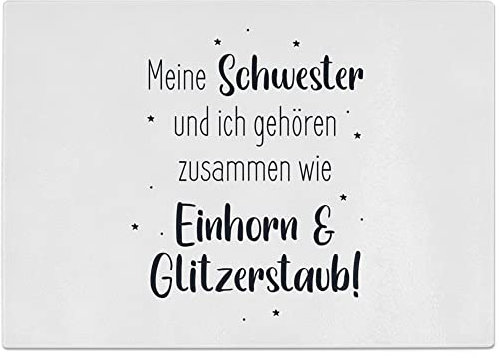 JUNIWORDS Glasschneidebrett, Meine Schwester und ich gehören zusammen wie Einhorn & Glitzerstaub! (1008690)