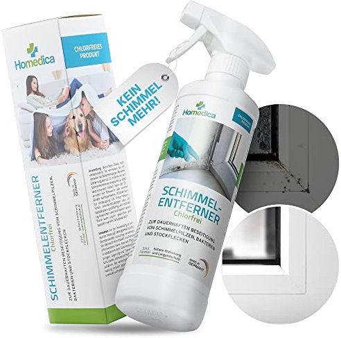 Homedica Schimmelentferner NEU Chlorfrei 500 ml jetzt mit ANTI-Mold-Formel für alle Wohnbereiche wie Wand, Möbel, Boden etc. beseitigt Stockflecken, Pilzansätze, Bakterien usw.