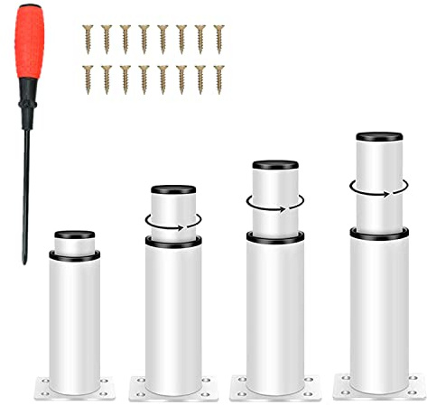 NCRGB 4 Stück Möbelfüße Metall,Verstellbare Möbelfüsse,Einstellbare Höhe,Belastbar bis 800 KG,Möbelbeine für Fernsehschrank Sofa Lehrstuhl (White, 25-43cm)