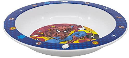 Stor Assiette creuse originale Disney Spiderman en plastique rigide pour jeunes enfants, adaptée au micro-ondes avec des graphismes amusants pour les plus petits.