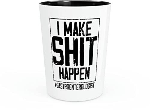 Shot Glass Party Ceramic Tequila Novelty Make Happen Gastroenterology Digestive System Medical Expert Doctor 1.9oz / Black