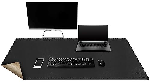 Mydours XXL Schreibtischunterlage 120x50cm, Große Schreibunterlage aus Kork & PU Leder, Wasserdichte Mauspad für schreibtisch, Laptop, Maus & Tastatur, Ideal für Büro, Zuhause und Gaming (Schwarz)