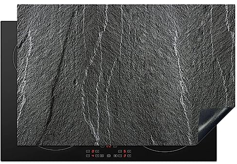 KitchenYeah© Herdabdeckplatte Einteilig Herdabdeckung Abdeckplatte für | 80x52 cm - Ceranfeld Abdeckung Induktionskochfeld Aufrollbare Matte Stein - Anthrazit - Grau