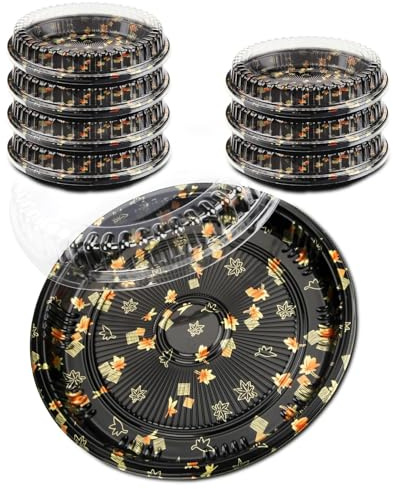 Mbsomnus Servierplatte mit Deckel 8er-Set Serviertabletts Rund 32cm | Meal Prep Boxen, Wiederverwendbare, Servierplatten, Meal Prep Essensbox, Food Container, für Partyessen, Buffets, Sushi