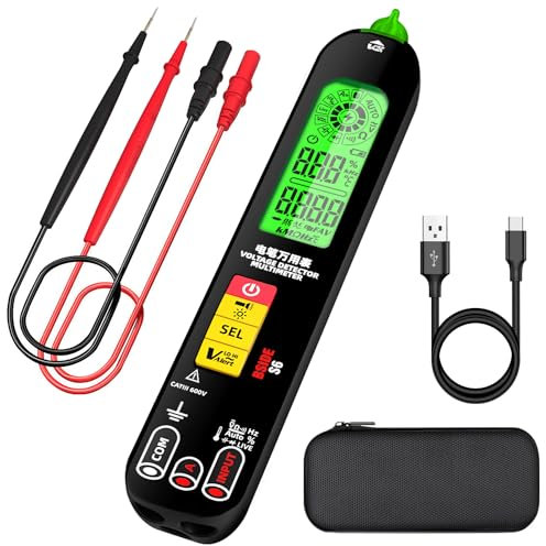 BSIDE S6 Spannungsprüfer Berührungslos Wiederaufladbar Elektrischer Tester mit Dreifach Display VFD Amperemeter Kapazitätsmesser Automatisch Multimeter Stift für Strom/Spannung AC DC Ohm Hz Durchgang