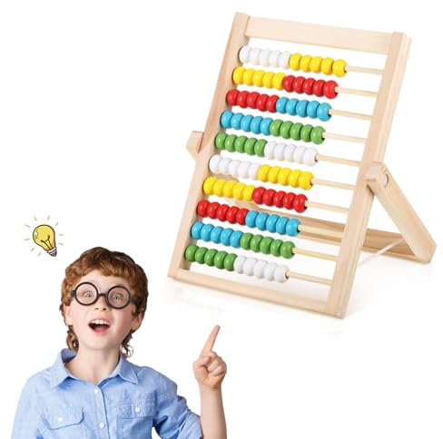 Rechenschieber Rechenrahmen Kinder Grundschule Abakus Lernspiele, Zählen und Rechnen Hölzerne Abakus für Kinder mit 100 Perlen, Kinder Grundschule Aufklärung Spielzeug ab 3 Jahre Abakus Zählrahmen