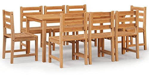 Gecheer 9-tlg. Garten Essgruppe Holz, Sitzgruppe Outdoor, Gartengarnitur, Terrassenmöbel Set, Gartenmöbel Set, Massivholz Teak