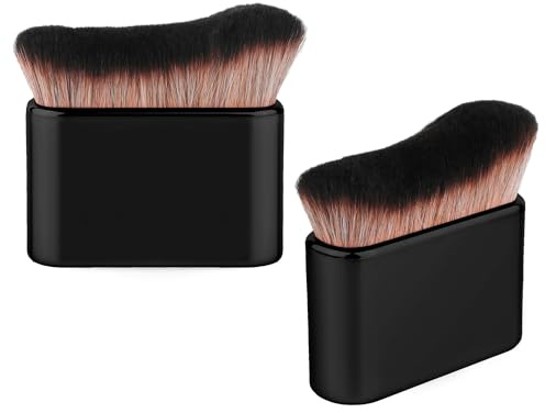 2st Självbrunande Borste, 7,6x6,8cm Kroppssminkborste med Mjuka Borst, Applikator för Självbrunar Solkrämsborste för Ben Armar Nacke Rygg Kropp Ansikte (Svart)