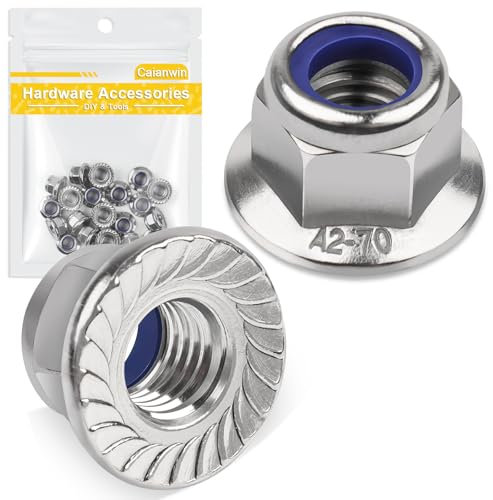 Caianwin Dadi Esagonali a Flangia M5, DIN 6926, con Flangia Autobloccante e Dentata di Blocco, in Acciaio Inox A2