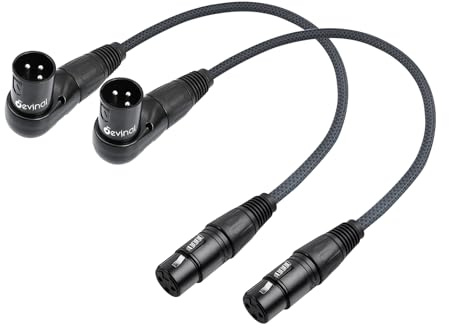 Devinal Right Angle XLR Cable, Adjustable-Angle Male to Straight Female Microphone Cable Cord, 90 Degree XLR Adapter for Sound Devices Mixer Recorder, 1 FT, 2 Pack
