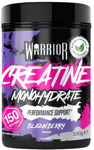 Warrior Créatine Monohydrate Poudre 500 g (166 Doses) – Créatine Monohydrate Pure, Creatine Monohydrate Poudre pour Prise de Masse & Force, Créatine Micronisée, Végane – Blazin Berry