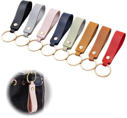 OIGWBPH 8 Stück Leder-Schlüsselanhänger, personalisierbar, für DIY-Dekoration, Basteln, Schlüsselanhänger (bunt)