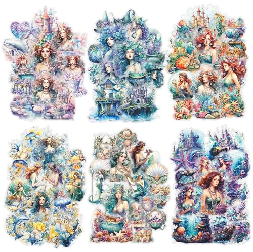 180PCS Mädchen Vintage Sticker Set Kraeoke Unterwasserwelt PET Scrapbooking Sticker Dekorative Fotoalbum Sticker Ästhetische Aufkleber für Scrapbook und Bullet Journal Zubehör