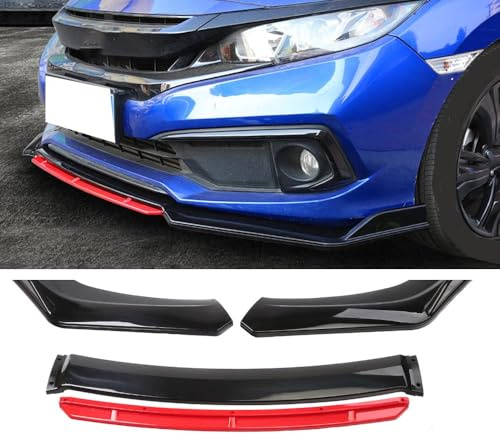 Bqieai Voiture ABS Becquets Avant Pare-Chocs Lèvre, pour Ren-Ault Clio 4 2011-2019 Spoiler Lıp Séparation Lame Anti-Collision Durable Protection Accessoires,F/Red-Bright Black