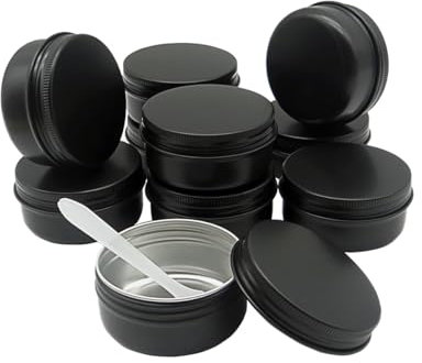 Wopanxye 10 Stück 50ml Schwarze Aluminiumdosen, 50 Gramm reise Behälter, auslaufsichere Kosmetikdosen, 50g kleine runde Make-up Behälter für Kosmetik, Salben, Lippenbalsam, Creme, Kerze, Tee, Perlen