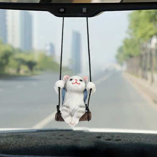 SRIZIAN Auto Anhänger Spiegel zum Aufhängen Auto Anhänger für Rückspiegel Autospiegel Hängende Dekoration(Katze)