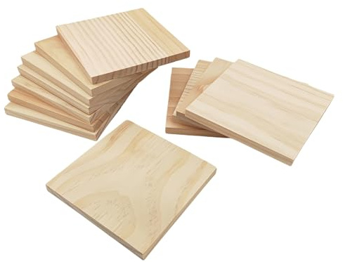 12PCS Unfinished Wood Square Blocks for Crafts, 12x12x1cm Blank Wooden Squares Pine Wood Boards for Wood Carving,DIY Coasters,Painting & Burning