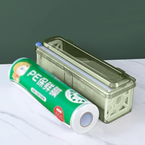 WJYWX Plastikfolienspender Mit Schneidevorrichtung, Wiederverwendbarer Für Frischhaltefolie, Geeignet Für Küchen, Obst- Und Gemüseverpackungen(A+Plastic wrap 300m)