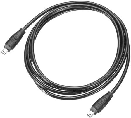 sourcing map Cable adaptador IEEE 1394 de 1,8 m, 4 pines macho a 4 pines macho de 400 Mbps, convertidor de datos para DV, cámara digital, negro, 4,5 mm