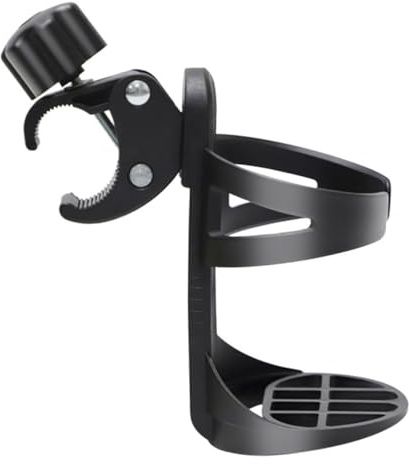 Portavasos Ajustable Abrazadera Silla Scooter Ruedas | Pp Negro, Ligero y Desmontable, Apto para Tazas y Latas, Ayuda a Evitar Derrames y Vuelcos